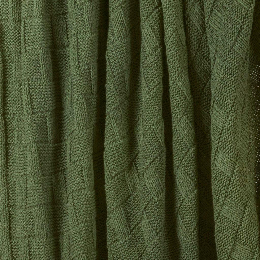Textured Sustainable Knit Throw Blanket - Basketweave