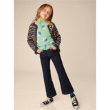 Denim-Like Drawstring Wide Leg Flare Pocket Pants, Blue
