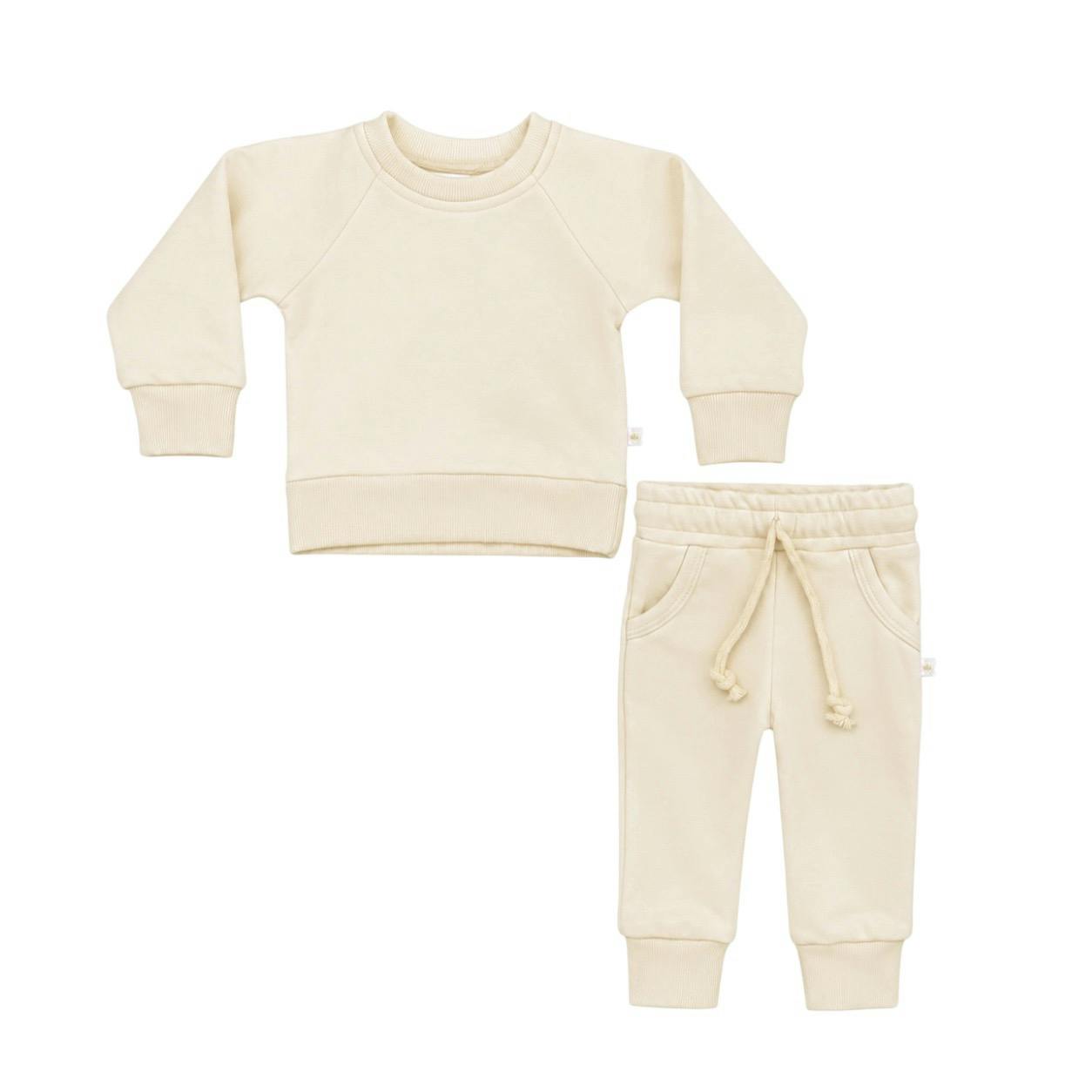 Eggnog Crewneck Terry Sweatshirt Sweatpant 2pc Sweatsuit Set