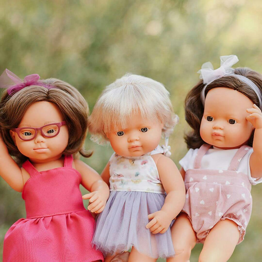 My Friends and Me Collection Brunette Baby Girl Doll with Down Syndrome and Glasses- 15"