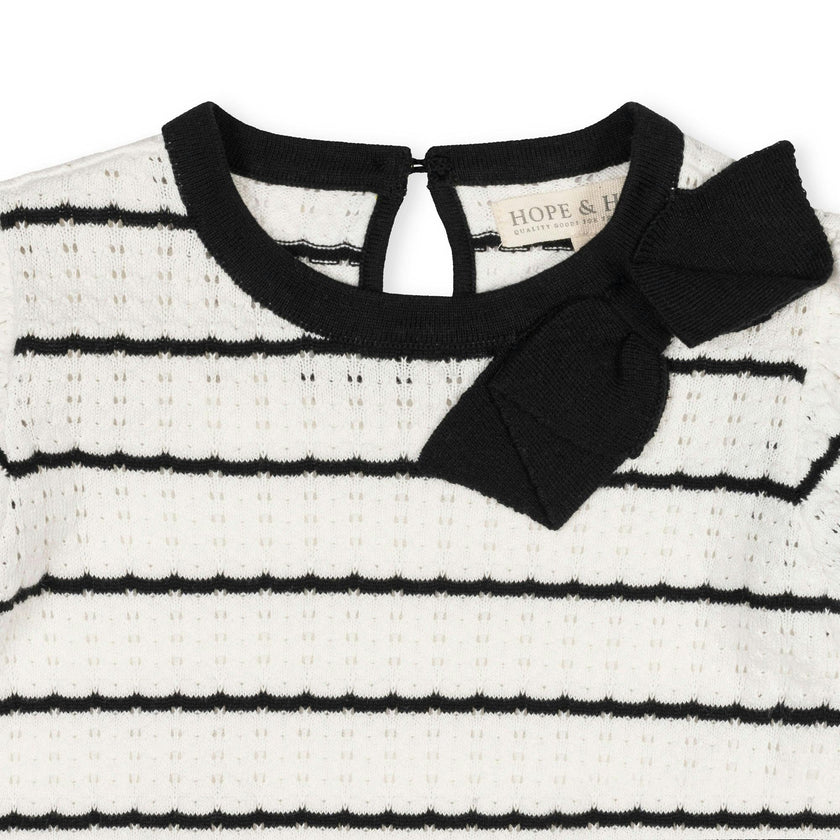Organic Bow Detail Pointelle Sweater Dress