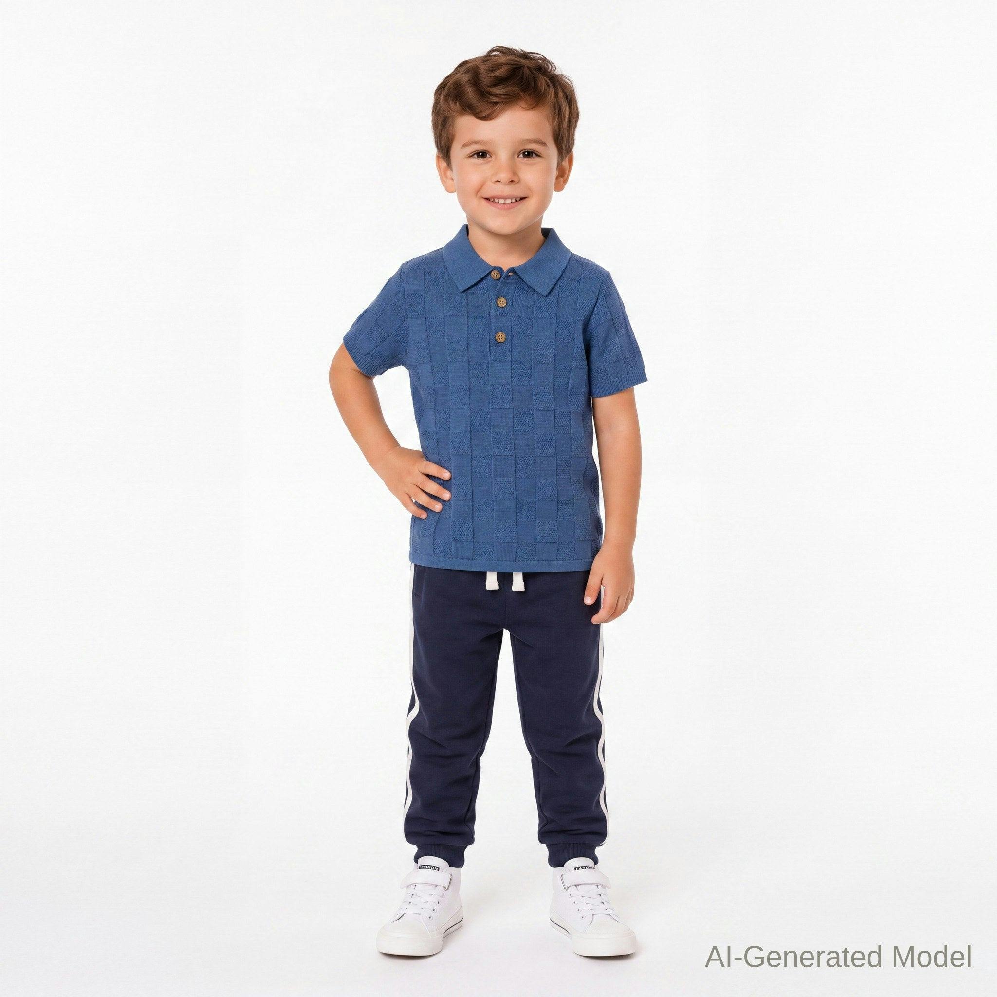 Boys Sweater Knit Polo | Tonal Checker