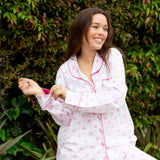 Women's Pink Palm Tree Long PJ Set