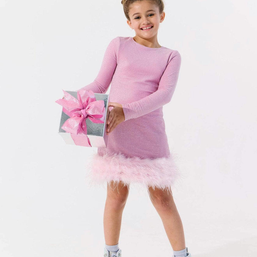 Pink Shimmer Feather Dress
