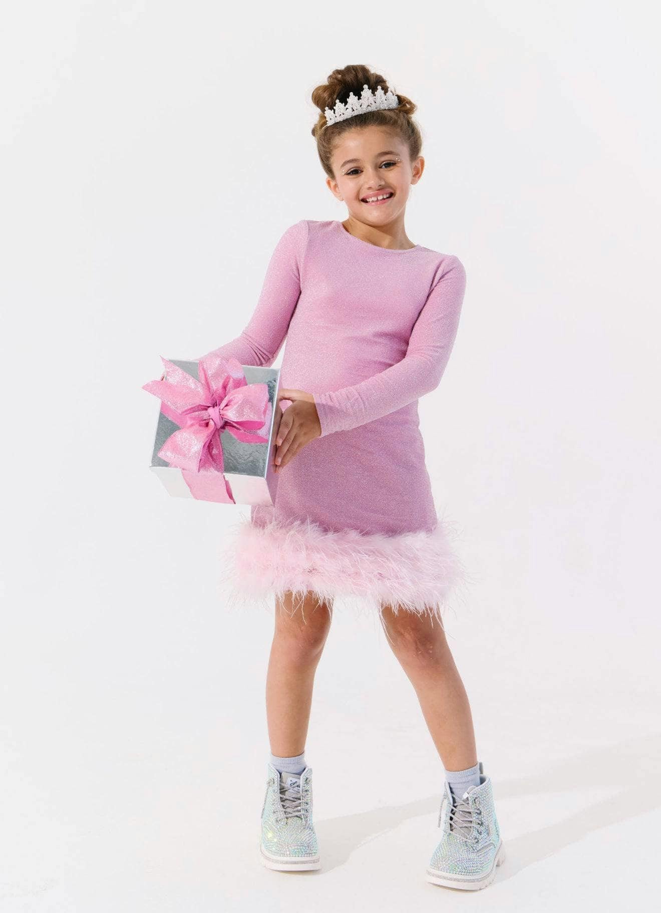 Pink Shimmer Feather Dress