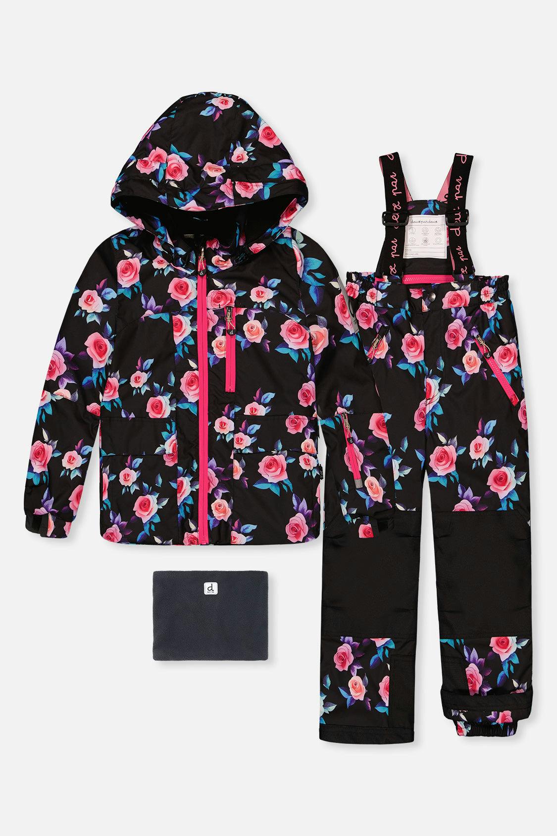 Two Piece Play Snowsuit Black Rose Print