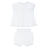 baby girls white embroidered top and bloomer set