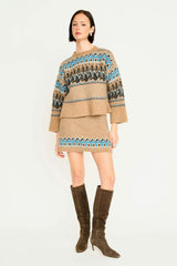 Arosa Brushed Fairisle Knit Mini Skirt in Glacial