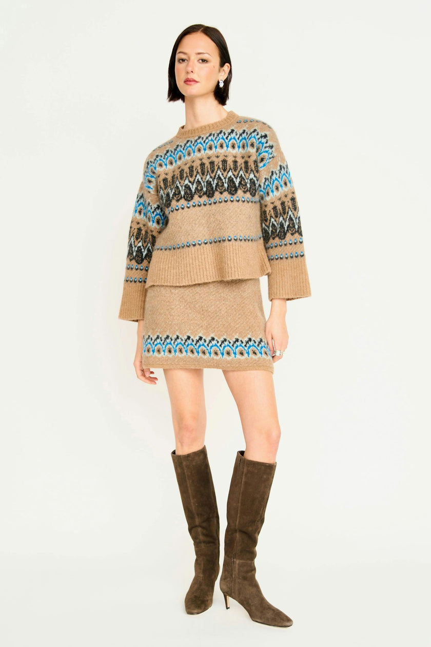 Arosa Brushed Fairisle Knit Mini Skirt in Glacial
