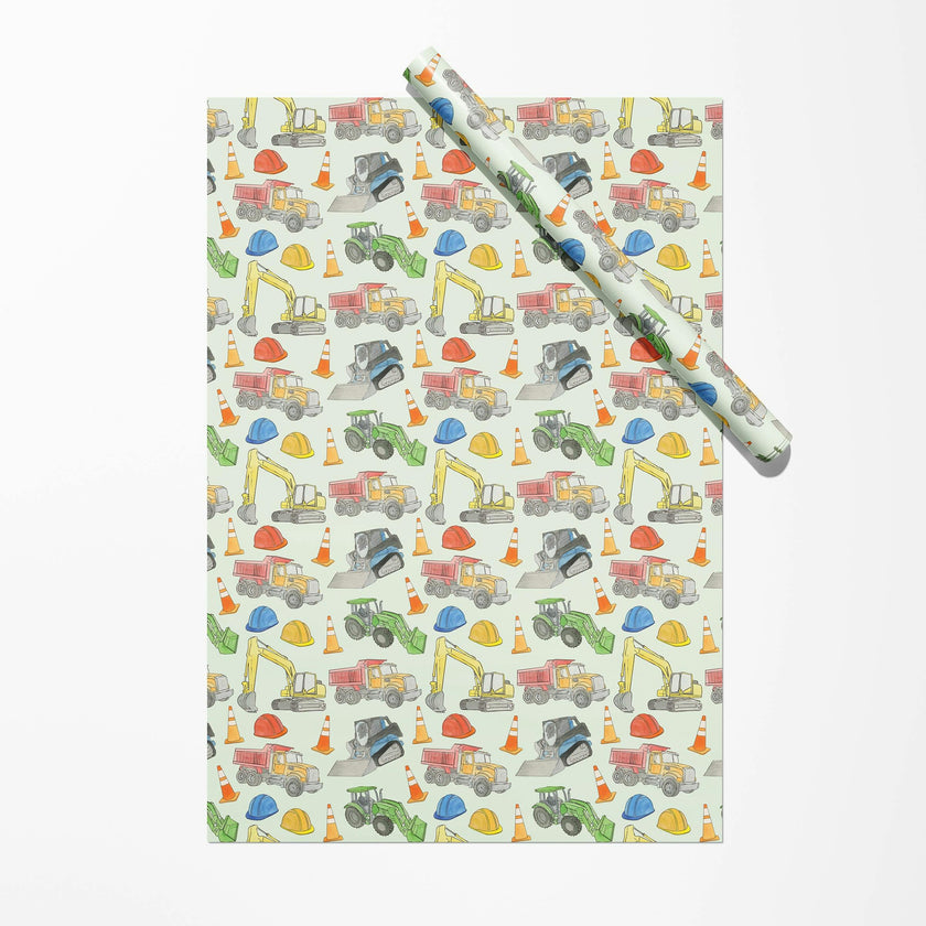 Construction Vehicles Gift Wrap