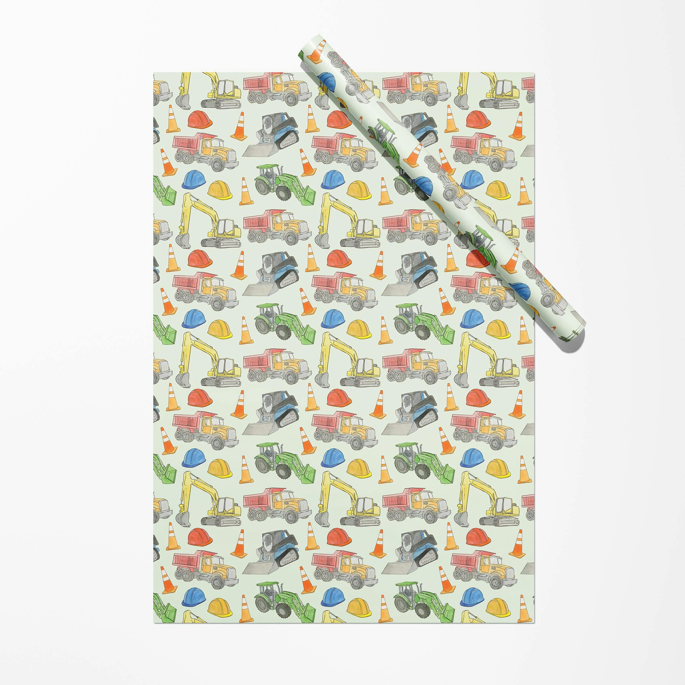 Construction Vehicles Gift Wrap