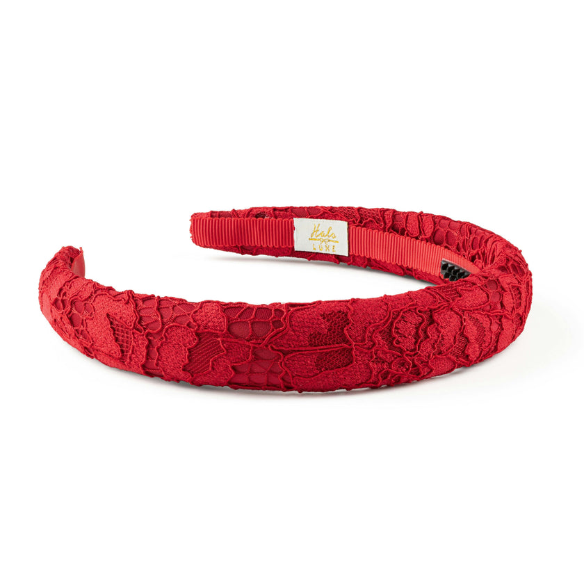 Halo Luxe Evelina Lace Headband - Red