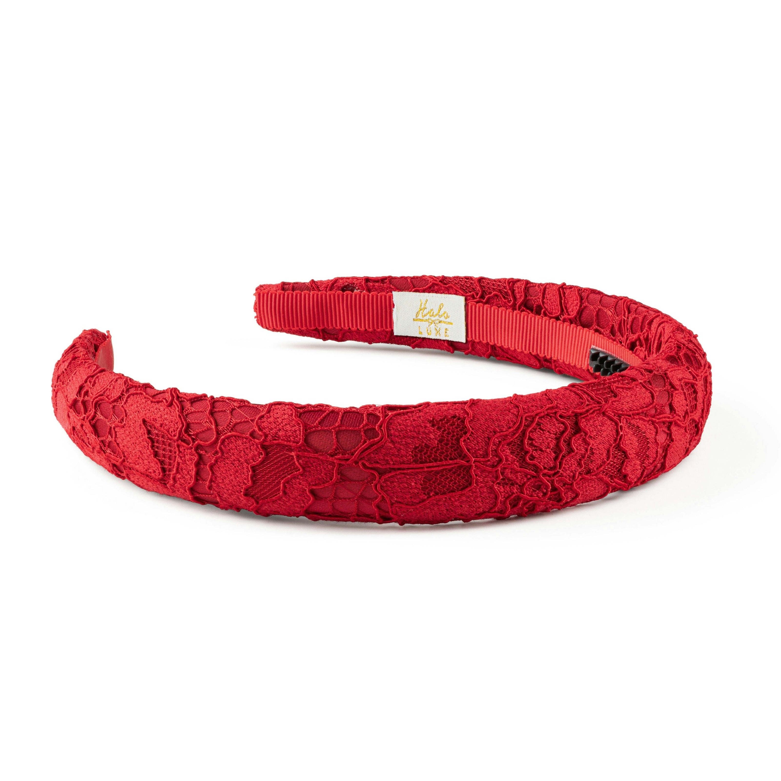 Halo Luxe Evelina Lace Headband - Red