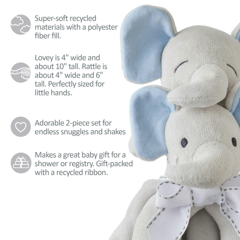SNUGGLE + SHAKE - Baby Lovey Security Blanket Toy and Rattle Set