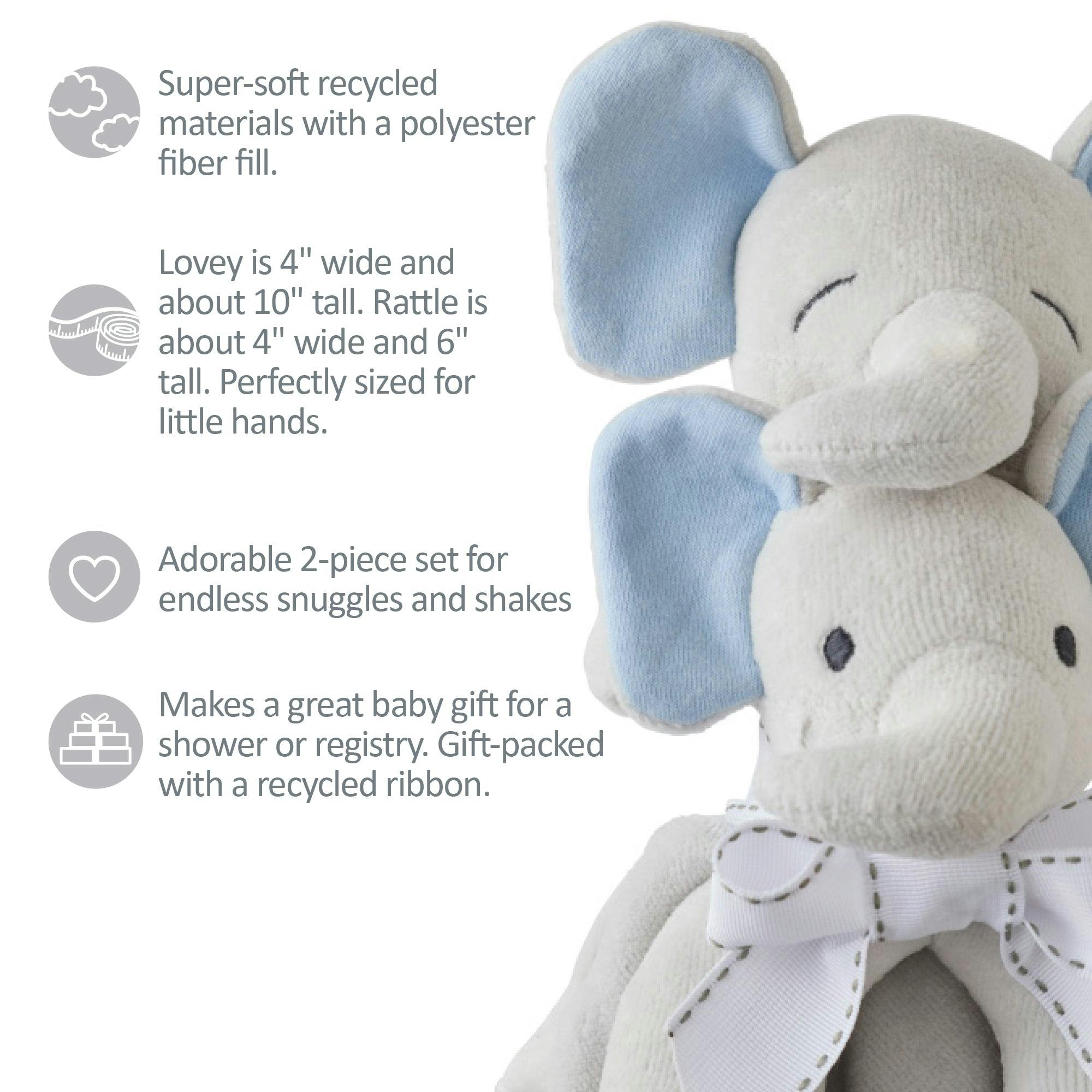 SNUGGLE + SHAKE - Baby Lovey Security Blanket Toy and Rattle Set