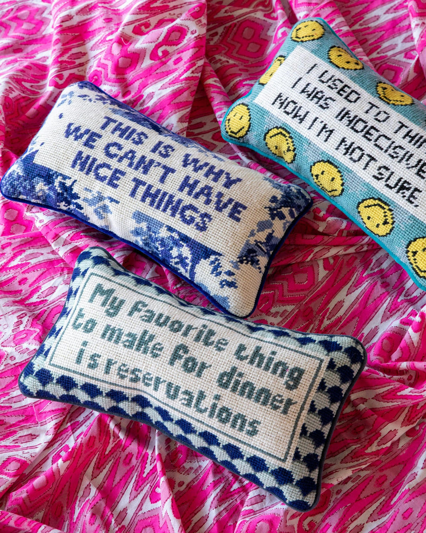 Nice Things Needlepoint Pillow