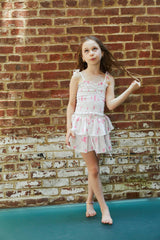Georgia Vintage Romantic Rose Satin Smocked Top