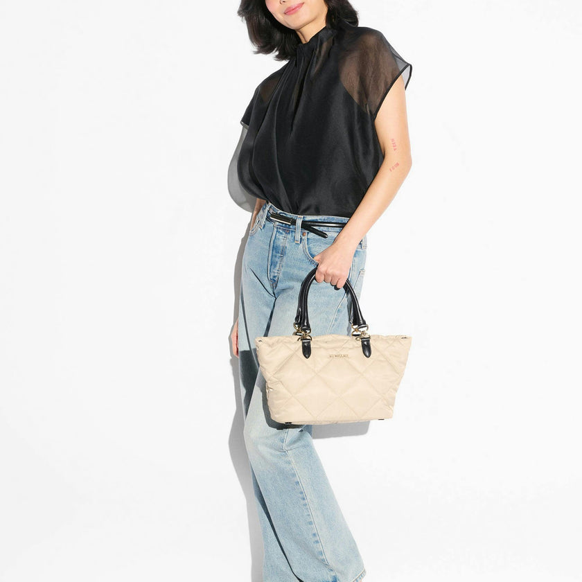 Buff/Black Small Madison E/W Tote