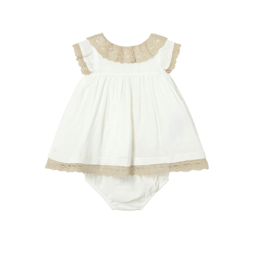 White Baby Dress With Lace Trim