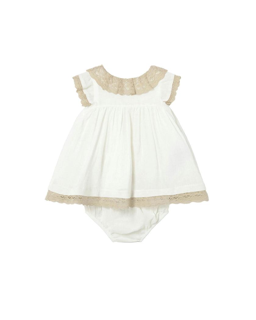 White Baby Dress With Lace Trim
