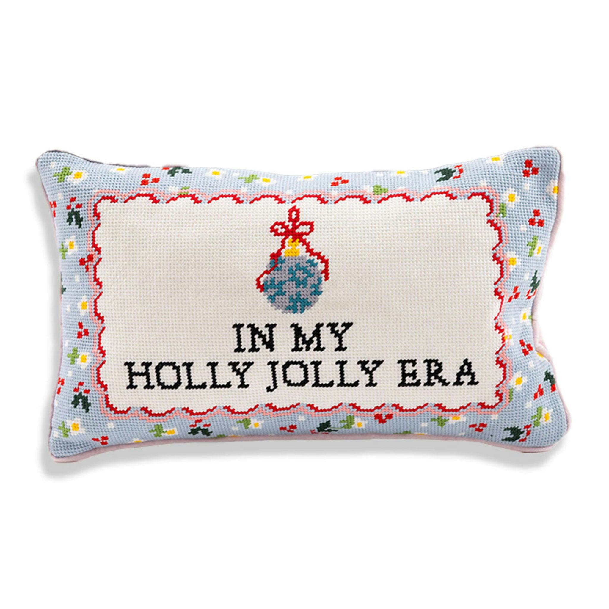 Holly Jolly Era Needlepoint Pillow