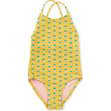 Cross Back One-Piece Swimsuit, Yellow