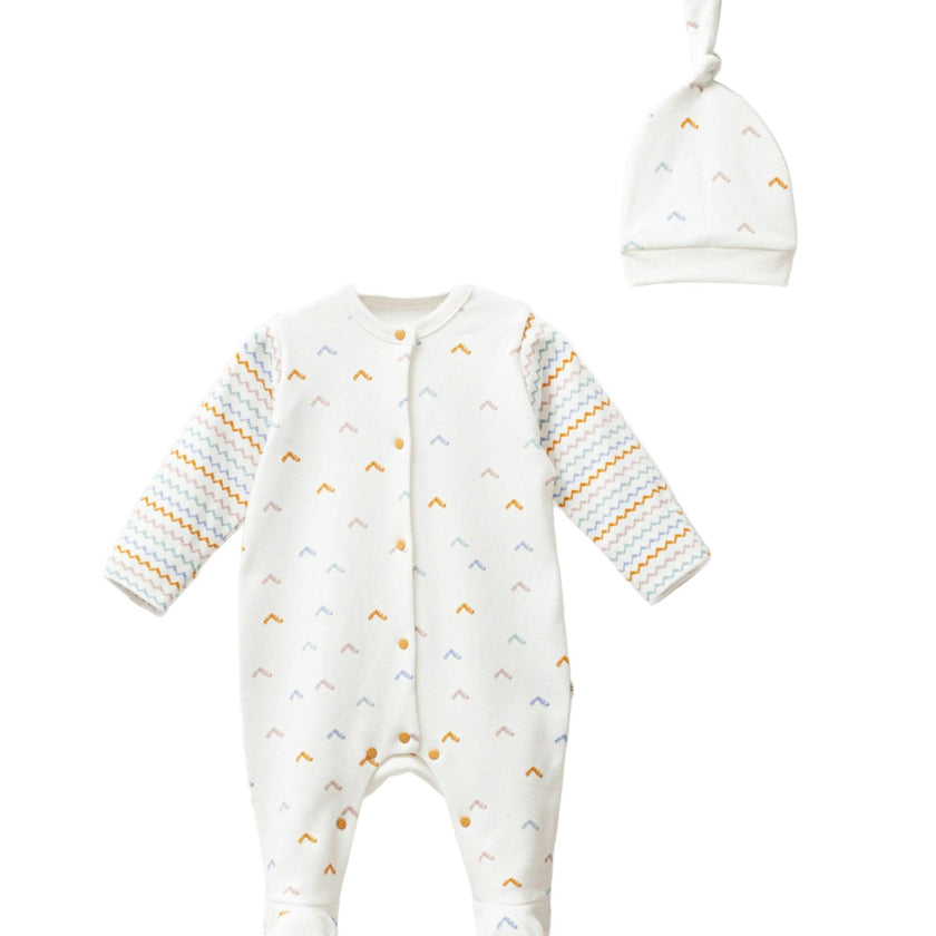 Multicolor Zigzag One-Piece Set