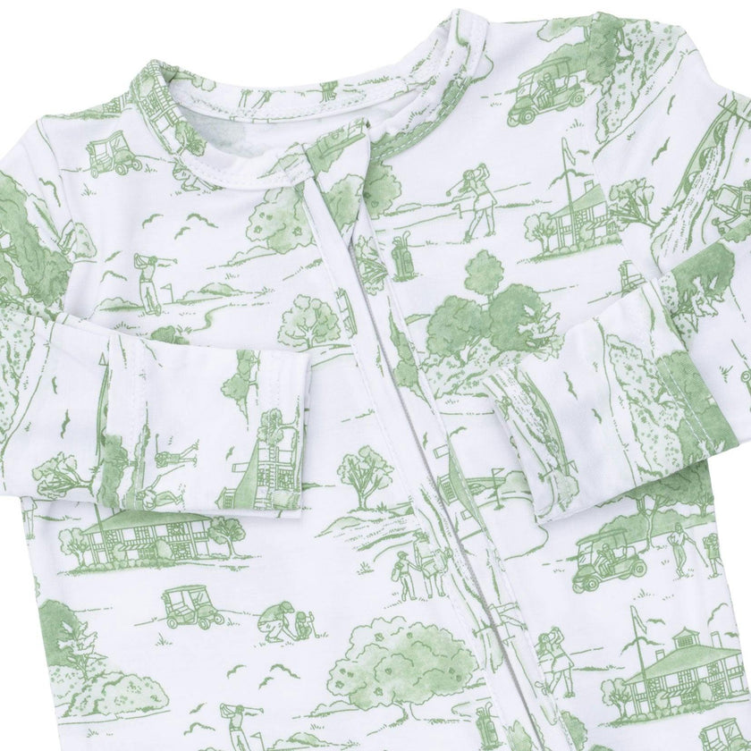 Golf Toile Green - 2 Way Zipper Footie