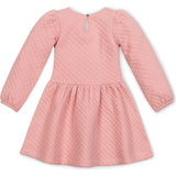 Long Sleeve Quilted Drop Waist Dress, Pink