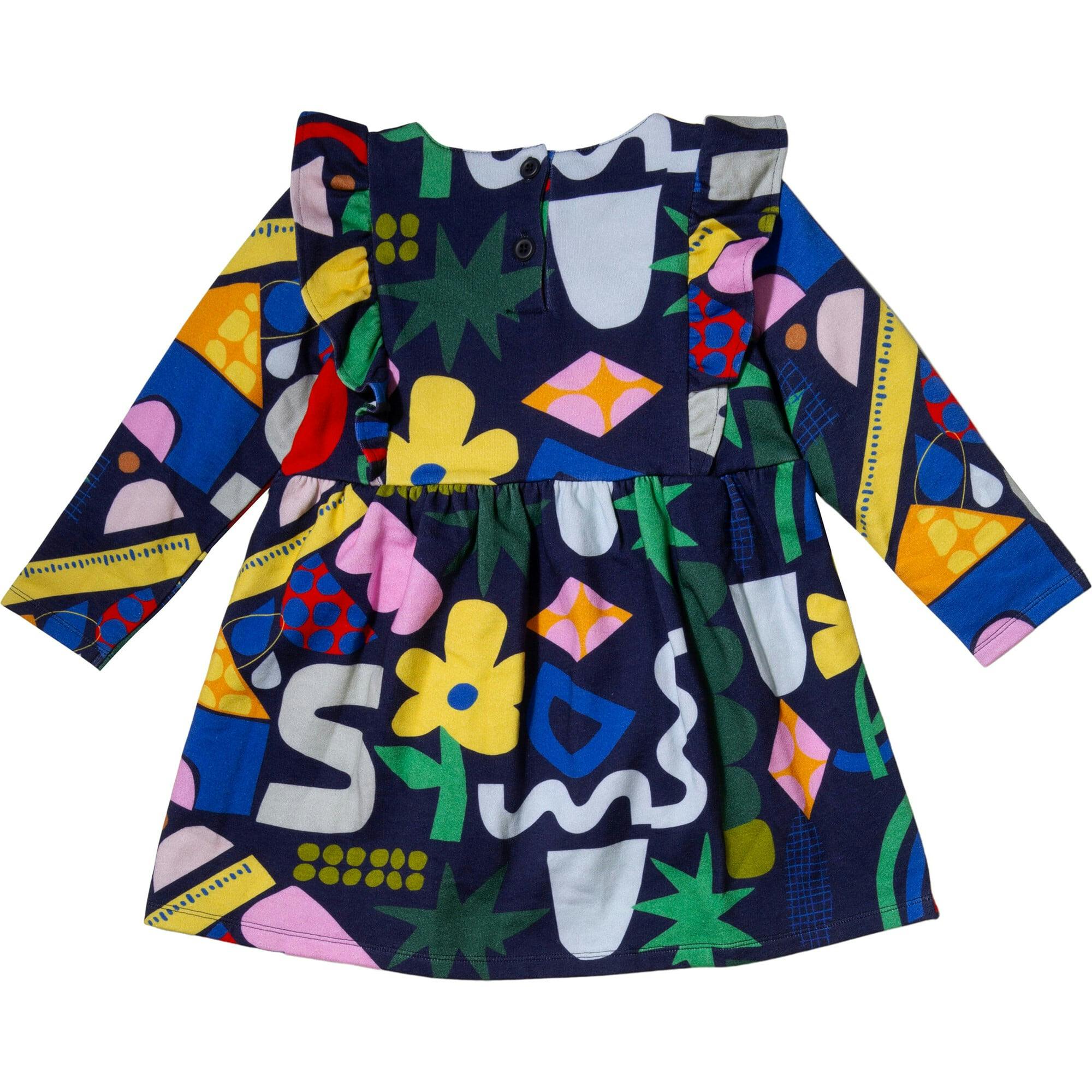 Recycled Cotton Pattern Baby Ruffle Dress