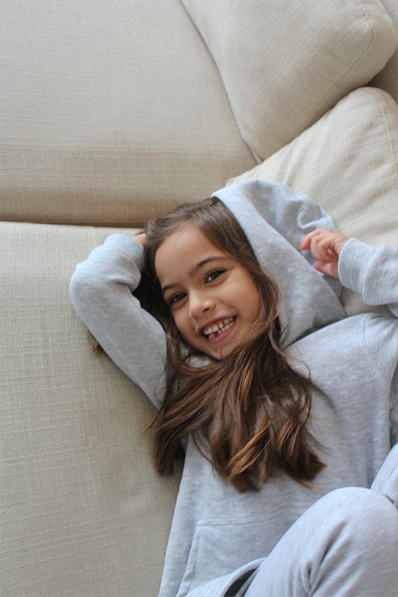 Girl Grey Long Hooded Pocket Jersey 100% Cotton