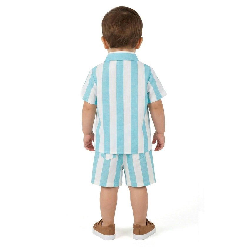Infant Boys Airy Oxford Set | Green Stripe