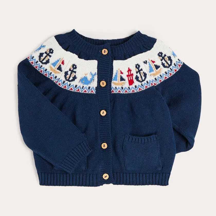 Nautical Fair Isle Cardigan in Navy (6mths-6yrs)