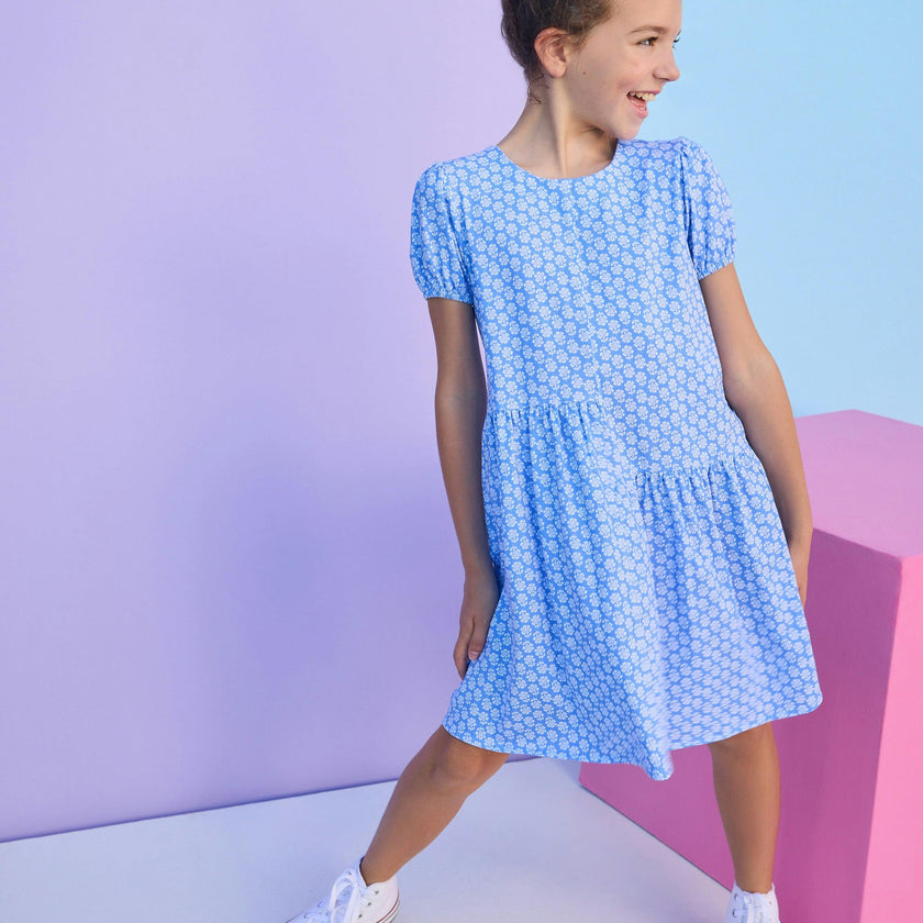 Phillipa Dress - Periwinkle Block Print