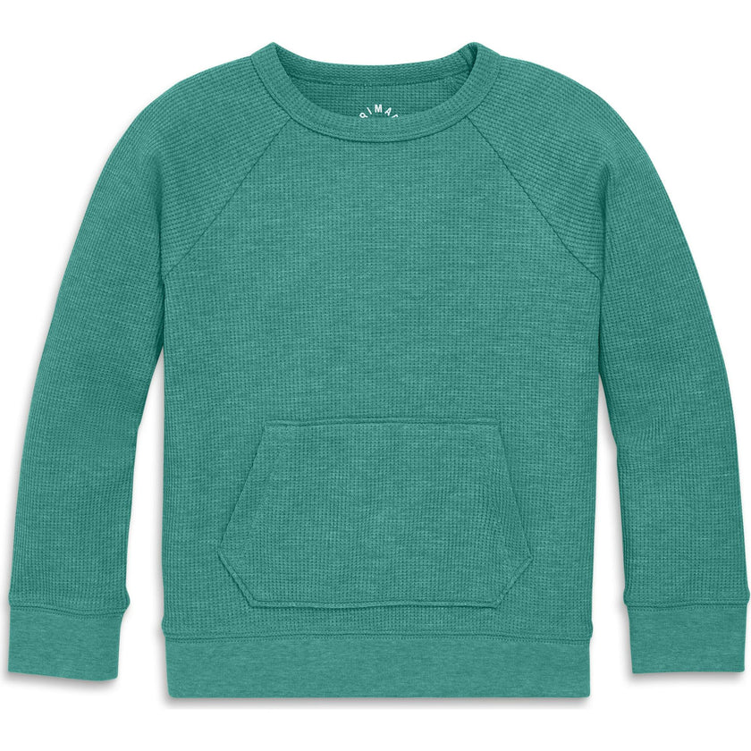 Kids heathered waffle pocket tee