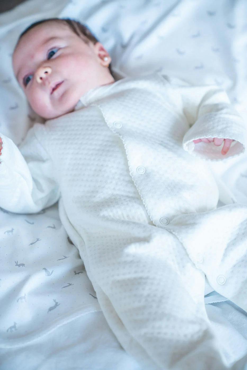Gray Quilted Pima Cotton Baby One-Piece Pajamas