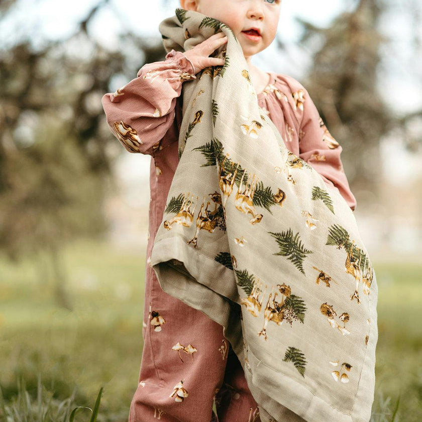 Mushroom Corduroy Ruffle Snap Jumper