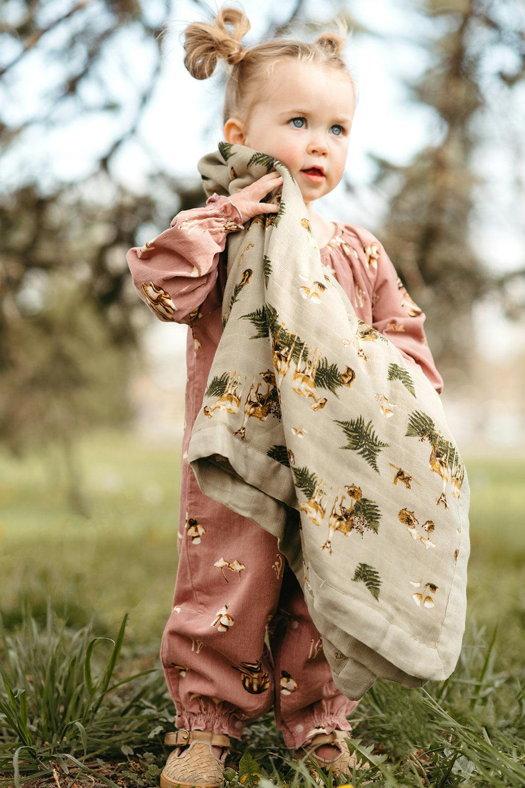 Mushroom Corduroy Ruffle Snap Jumper