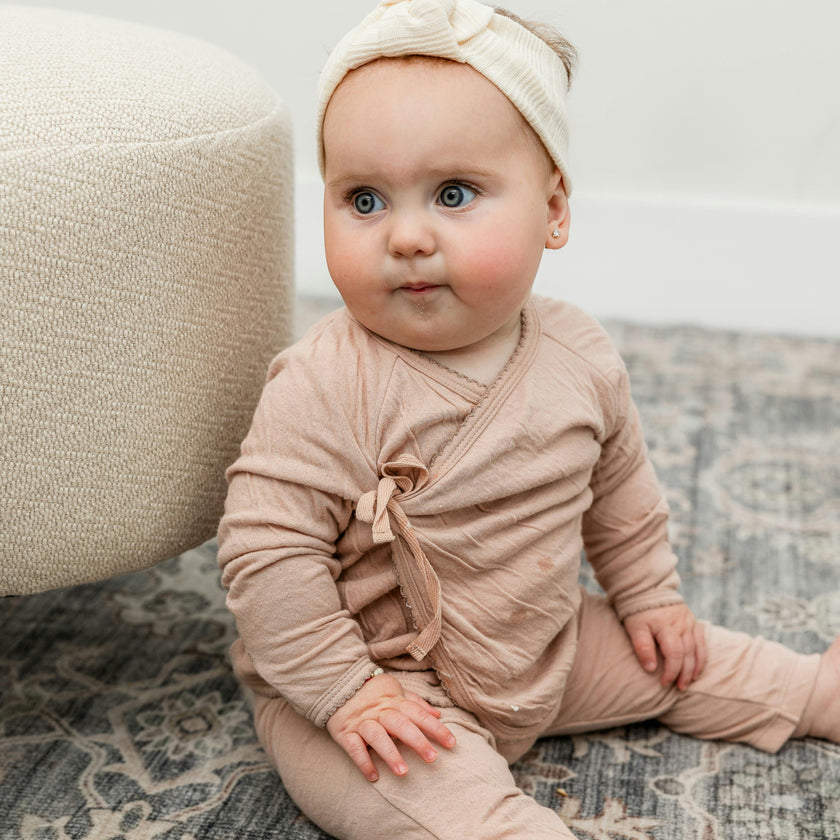 Crinkled Jersey Wrap 2Pc Set Blue