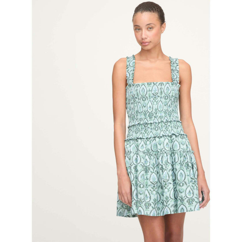 The Azalea Mini Nap Dress - Green Palm Ikat