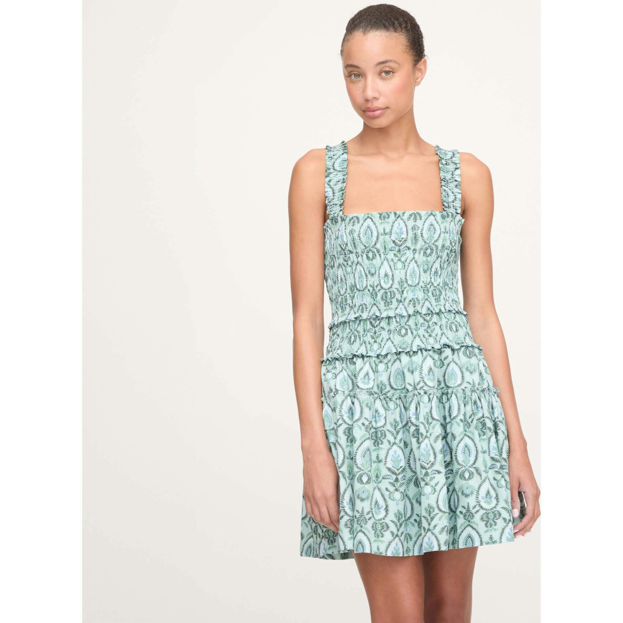 The Azalea Mini Nap Dress - Green Palm Ikat