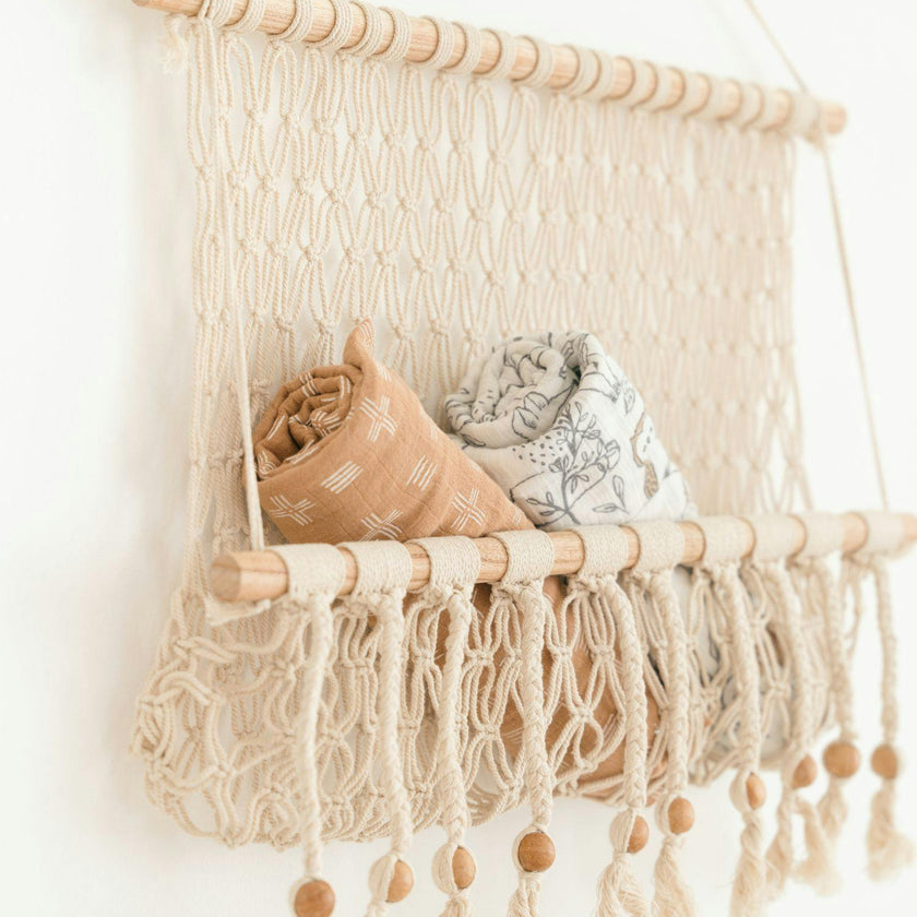 Willow Hanging Macrame Storage Basket