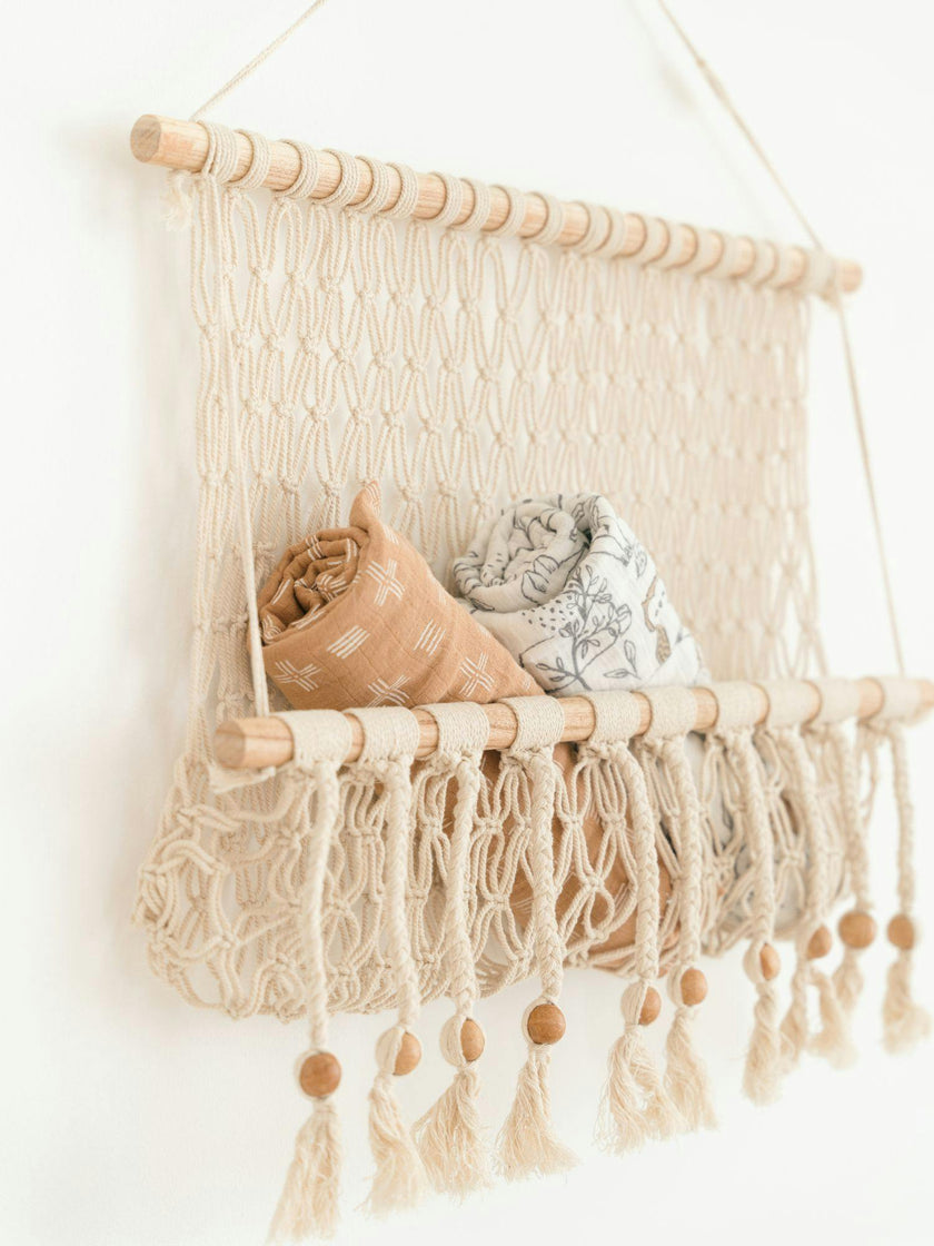 Willow Hanging Macrame Storage Basket