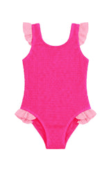 Lulu Toddler Crinkle Ruffle One Piece - Fuchsia