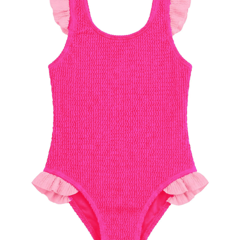 Lulu Toddler Crinkle Ruffle One Piece - Fuchsia