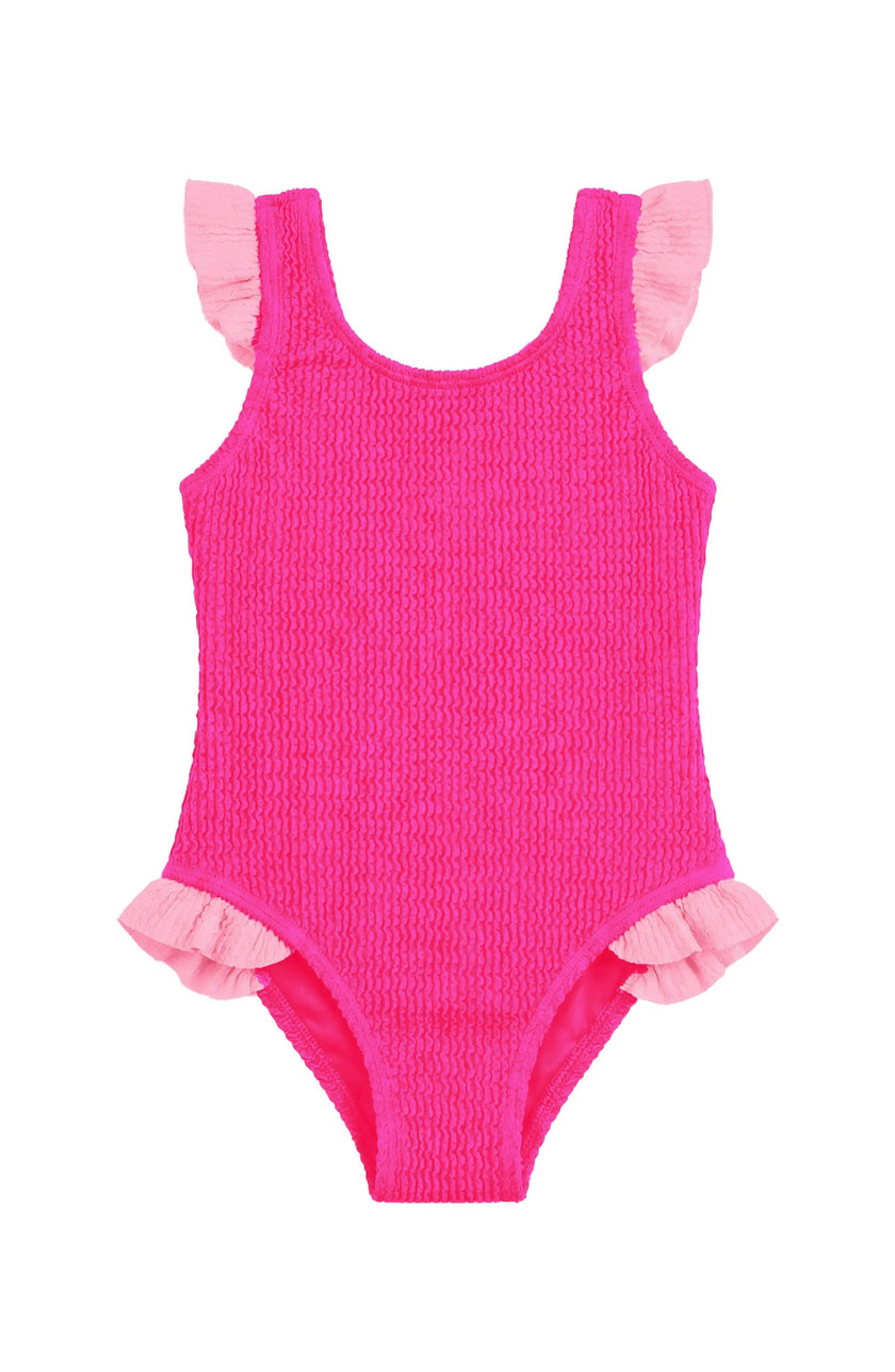 Lulu Toddler Crinkle Ruffle One Piece - Fuchsia