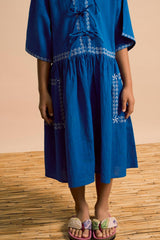 BARCOS EMBROIDERED DRESS BLUE