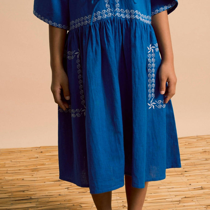 BARCOS EMBROIDERED DRESS BLUE