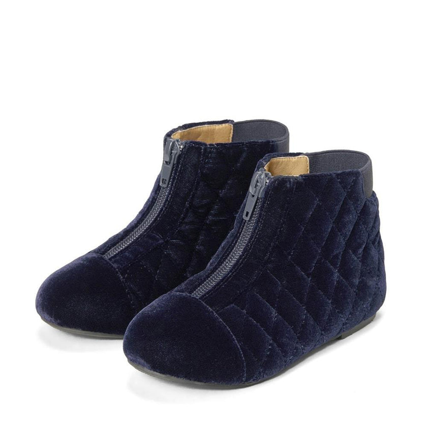 Nicole Quilted Velvet Zipped Ankle Boots