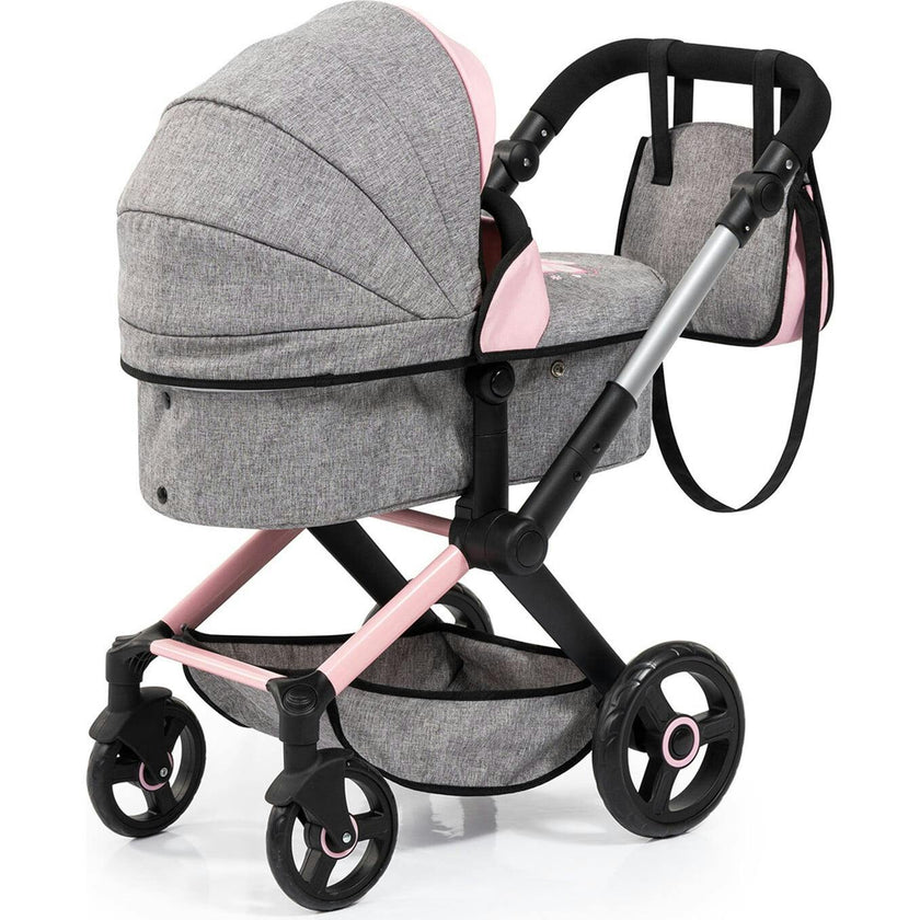 Bayer Design Dolls: Pram Xeo - Grey & Pink